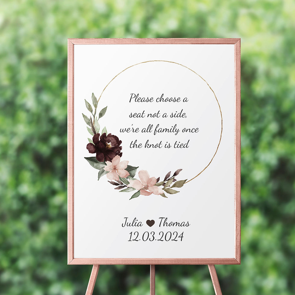 Miniature : Freie Trauung Sitzplan, wählt einen Platz und keine Seite , Trauung Schild