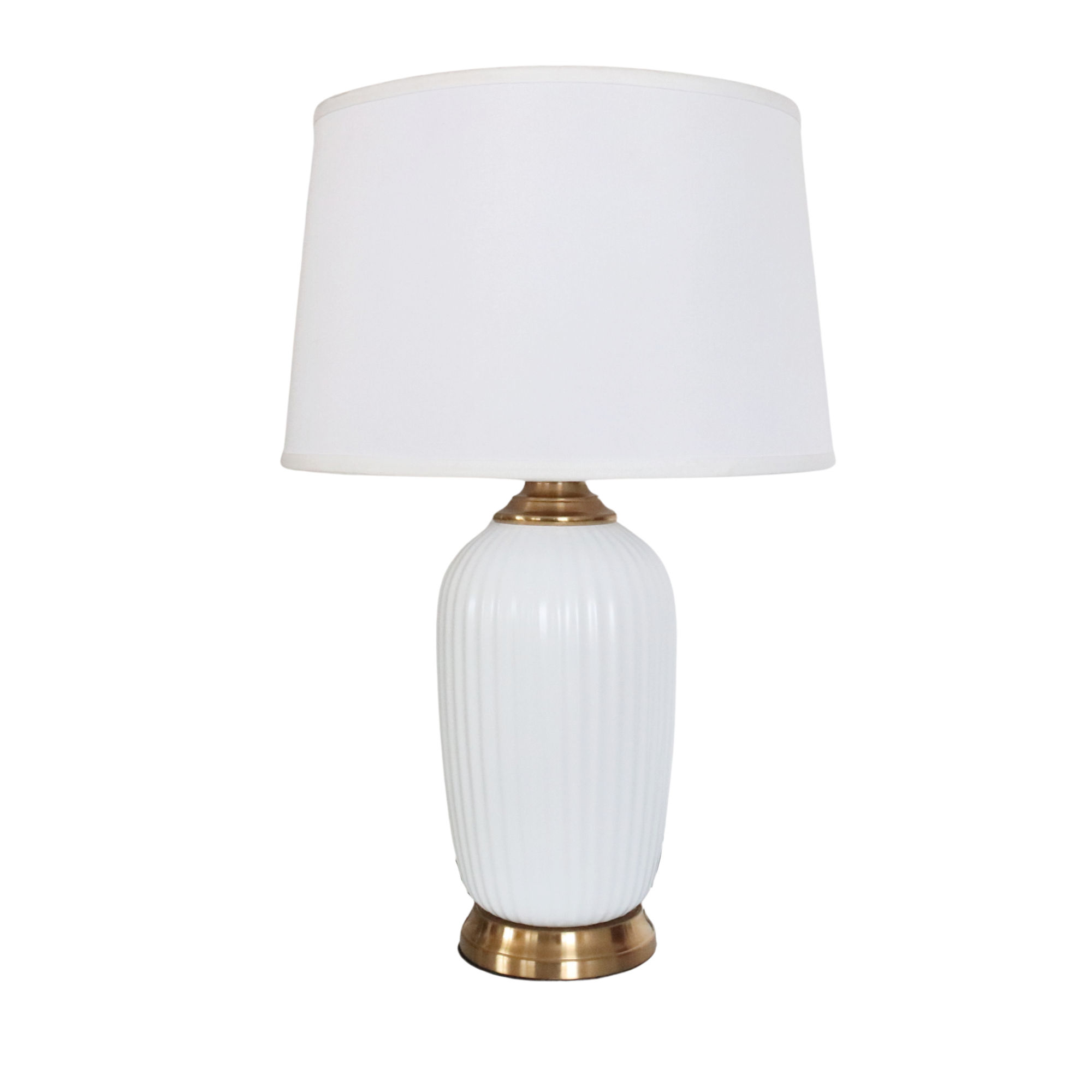 White and Gold Ceramic Gold Base Table Lamp