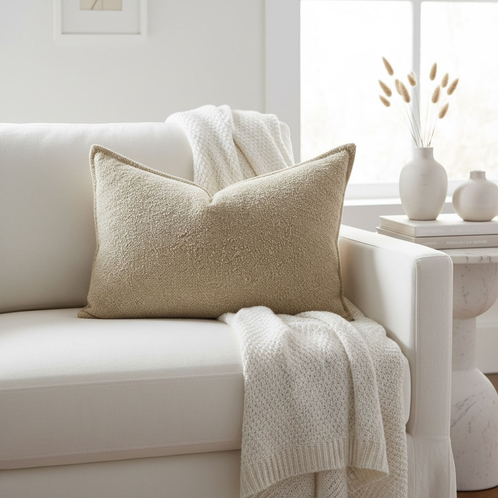 Alberto Beige Rectangle Cushion 40cm X 55cm