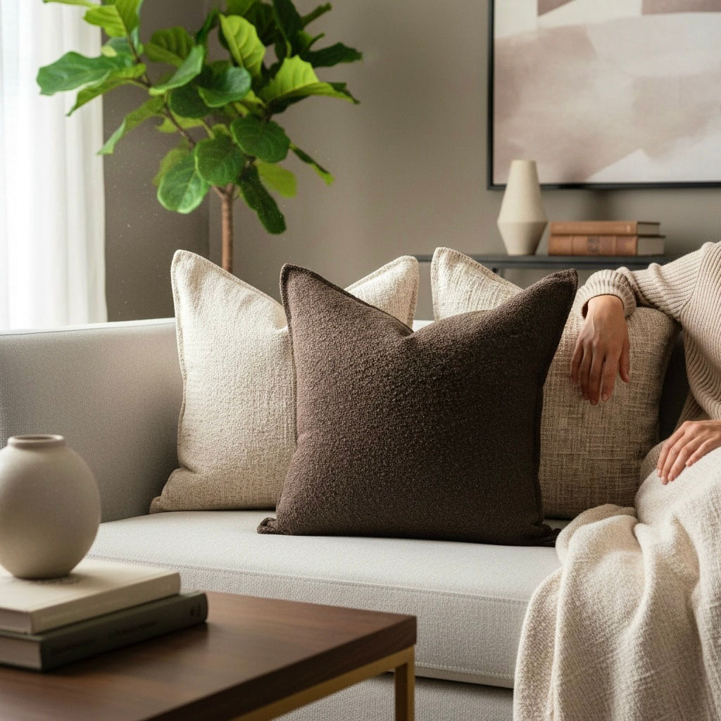 Boucle Brown Cushion 55cm