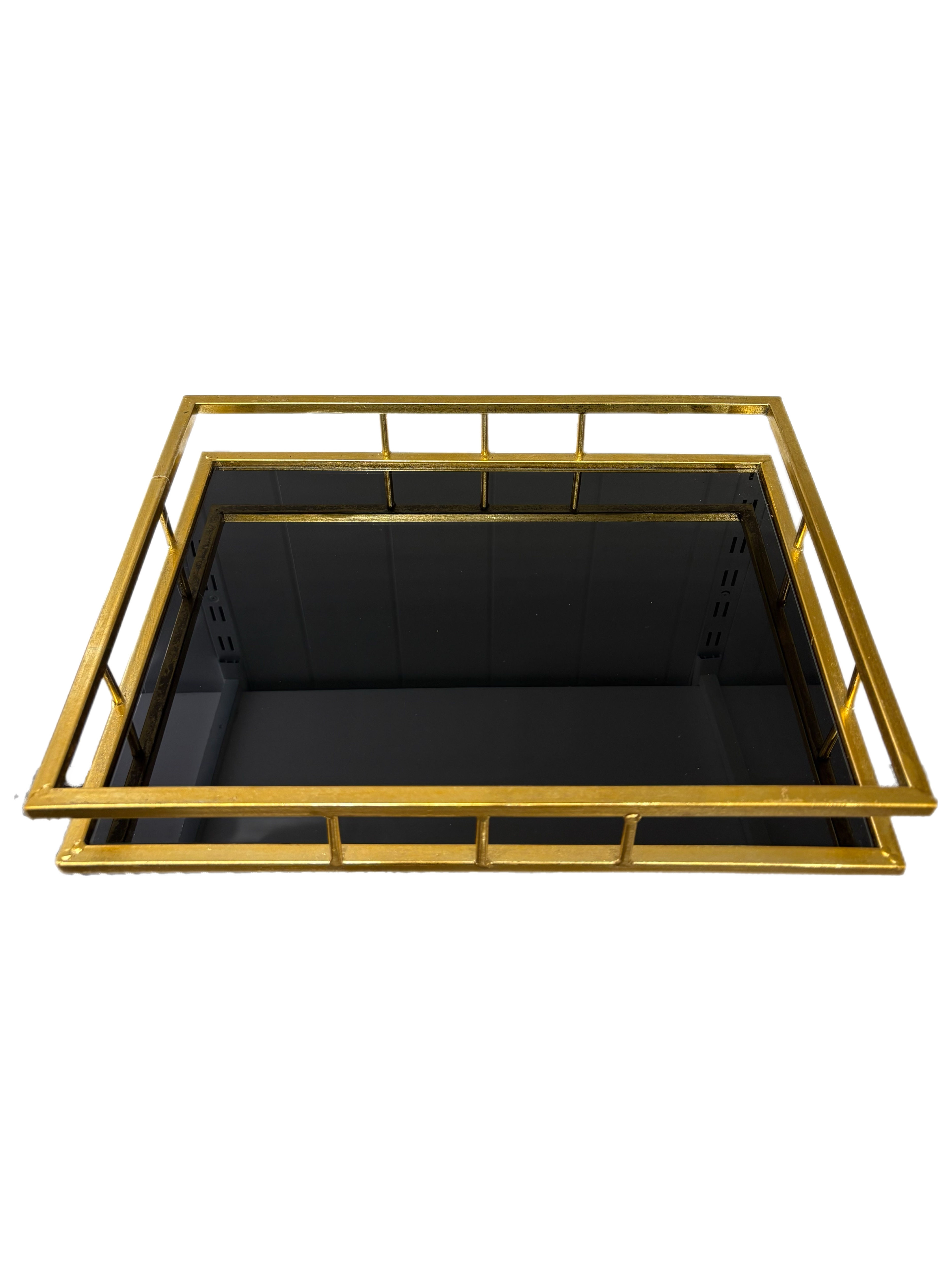 Rectangular Gold & Black Glass Tray Small