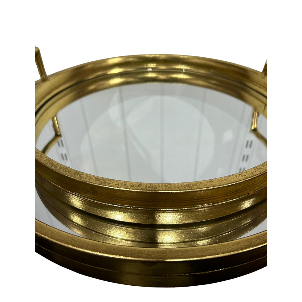 Thumbnail: Antique Rustic Gold Round Mirrored Tray Large