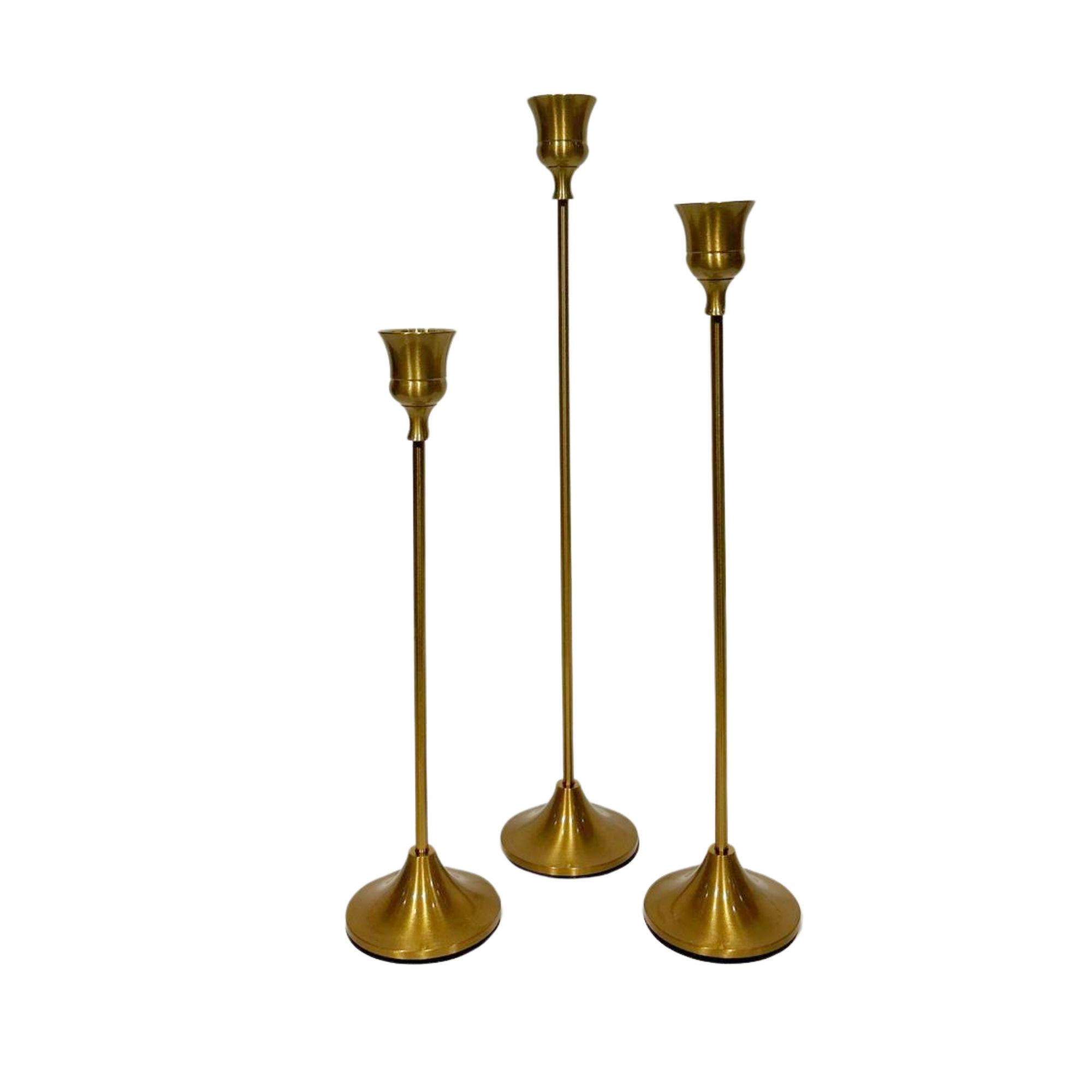 Matte Brass Gold Metal Candle Stick Holder Set of 3