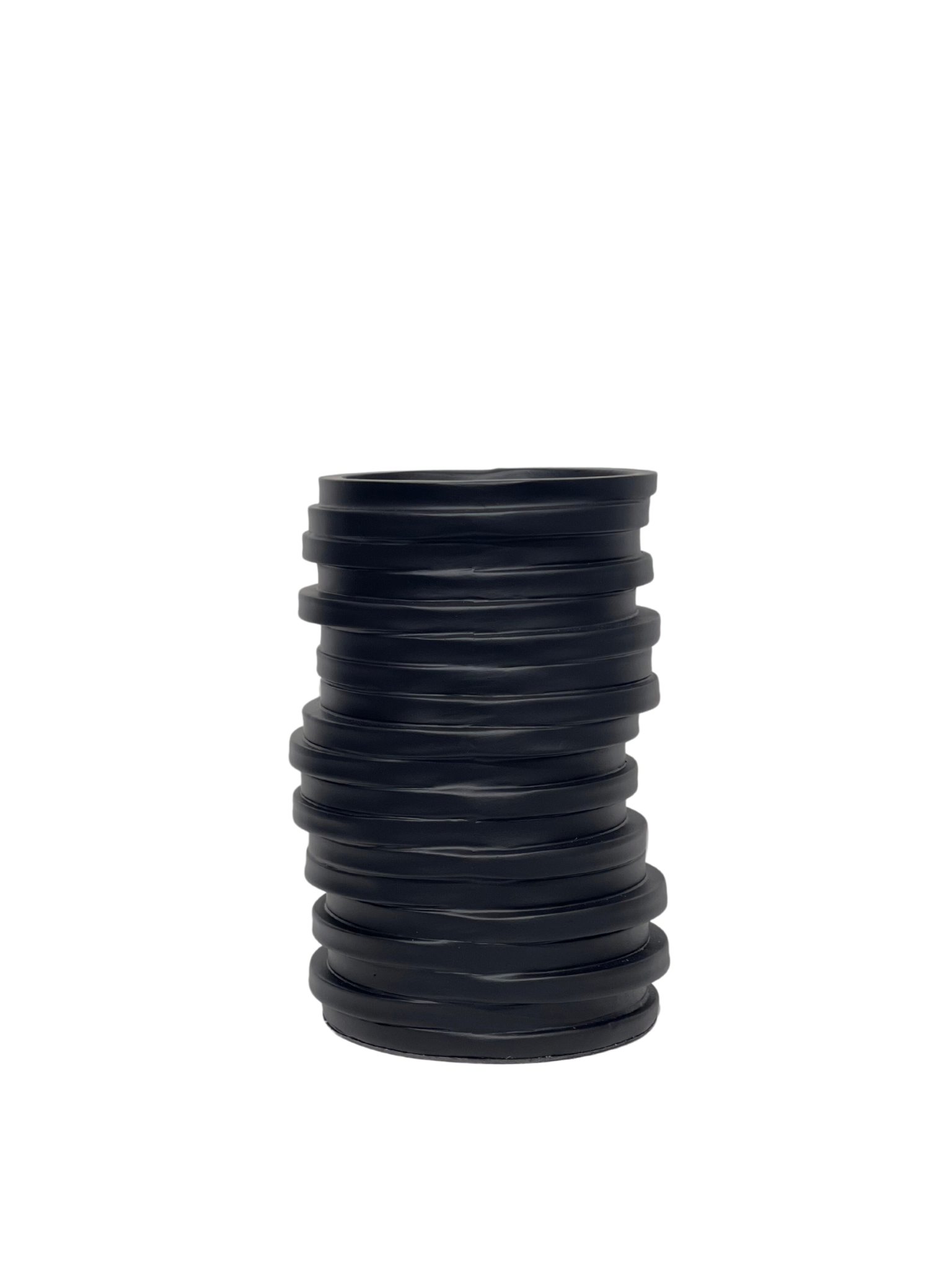 Black Stacked Rings Polyresin Vase Small