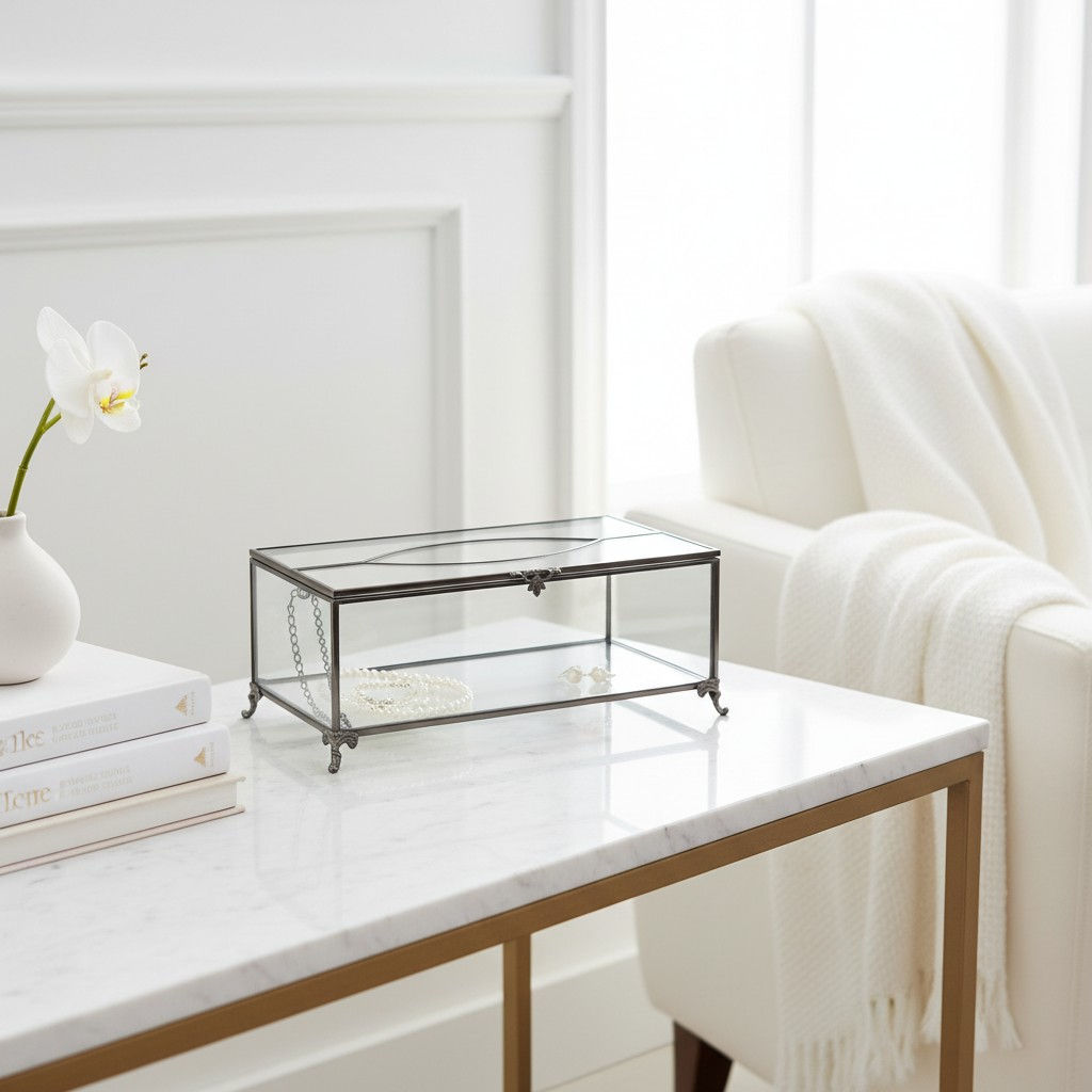 Vintage Black Glass Tissue Box Holder