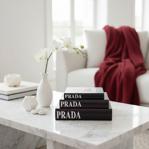 Prada Luxury Designer Book Box - Set of 3 - Black & White | Gift it