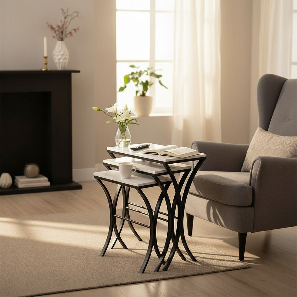 Thumbnail: Marble Black Rectangle Set of 3 Side Tables