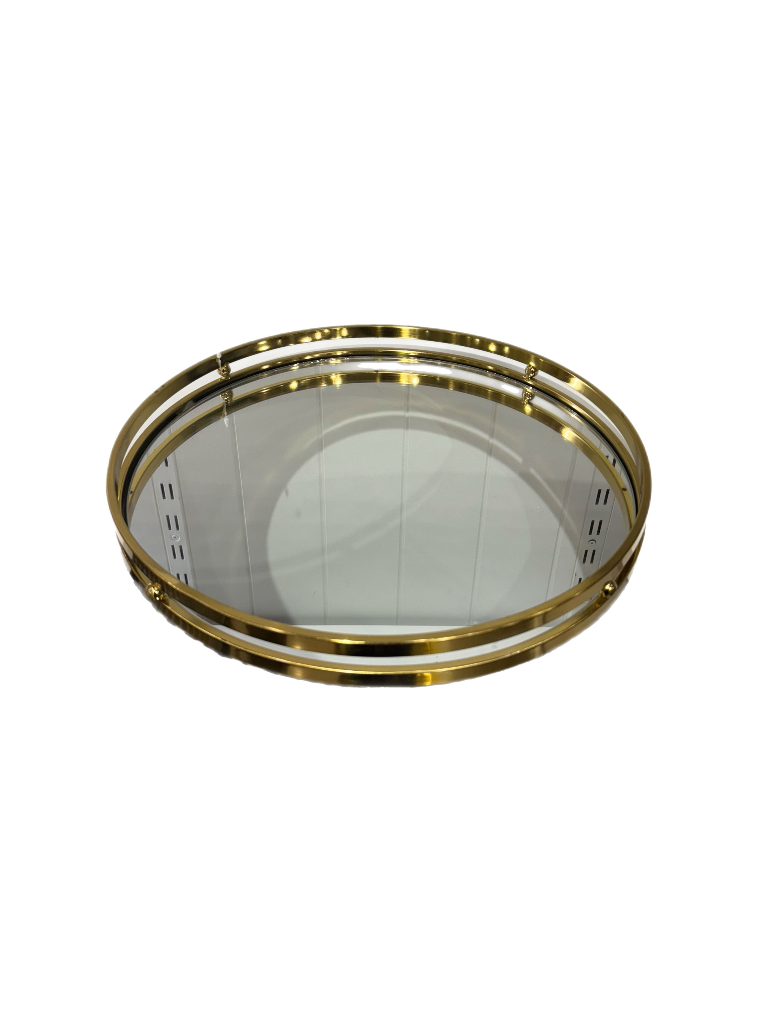 Round Italian Gold Mirrored Tray Small