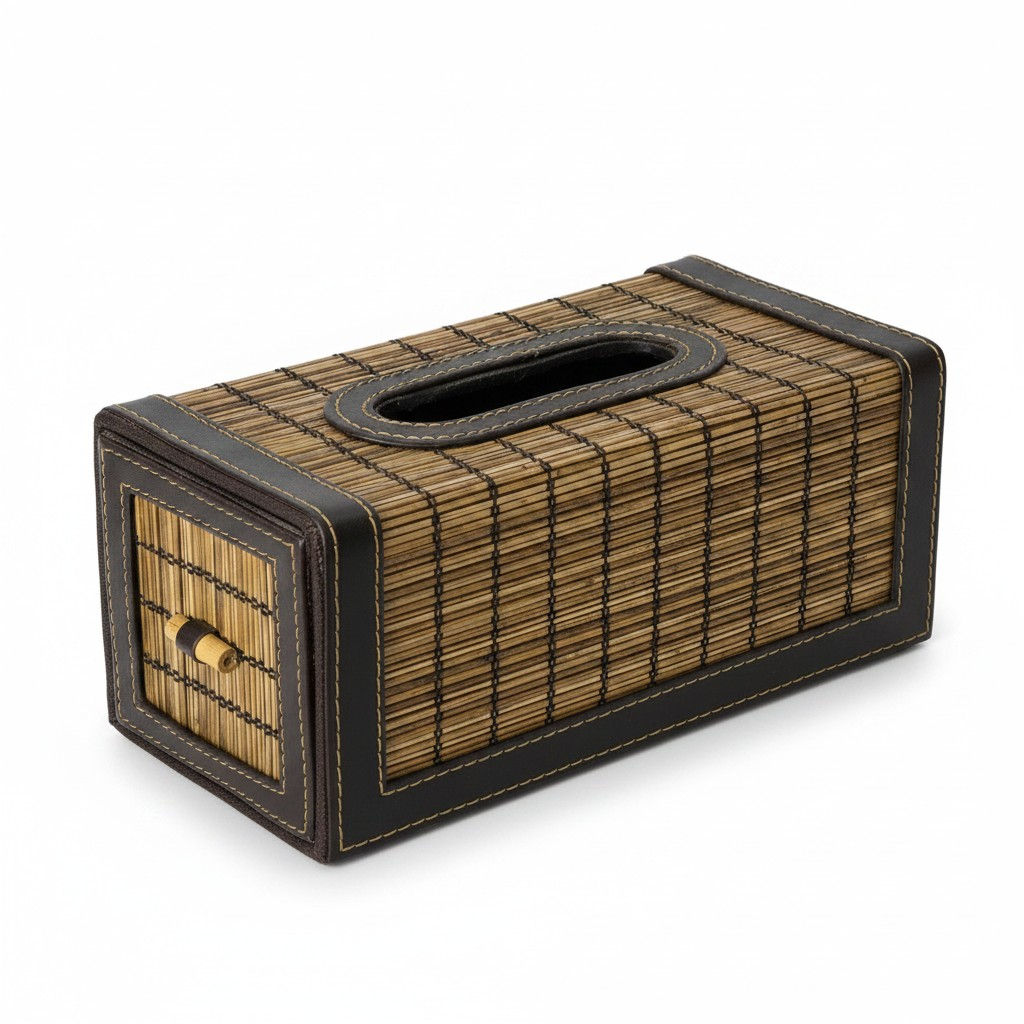 Brown Rattan Tissue Holder