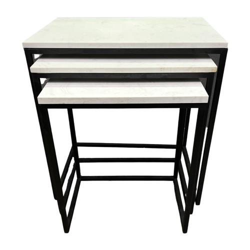Rectangle Black Marble Set of 3 Side Tables Gift it