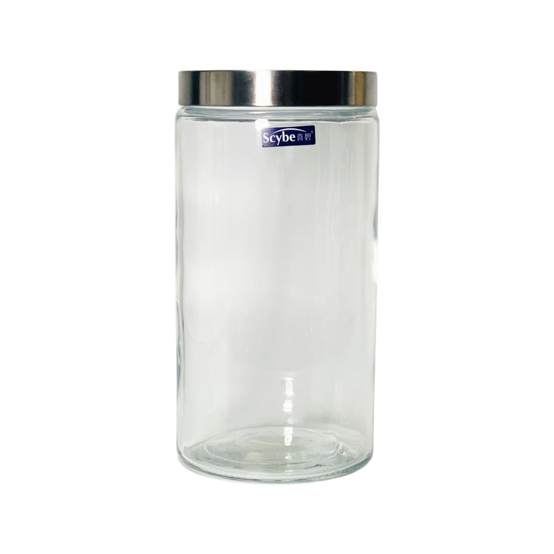 Stainless Steel Lid Glass Canister Large