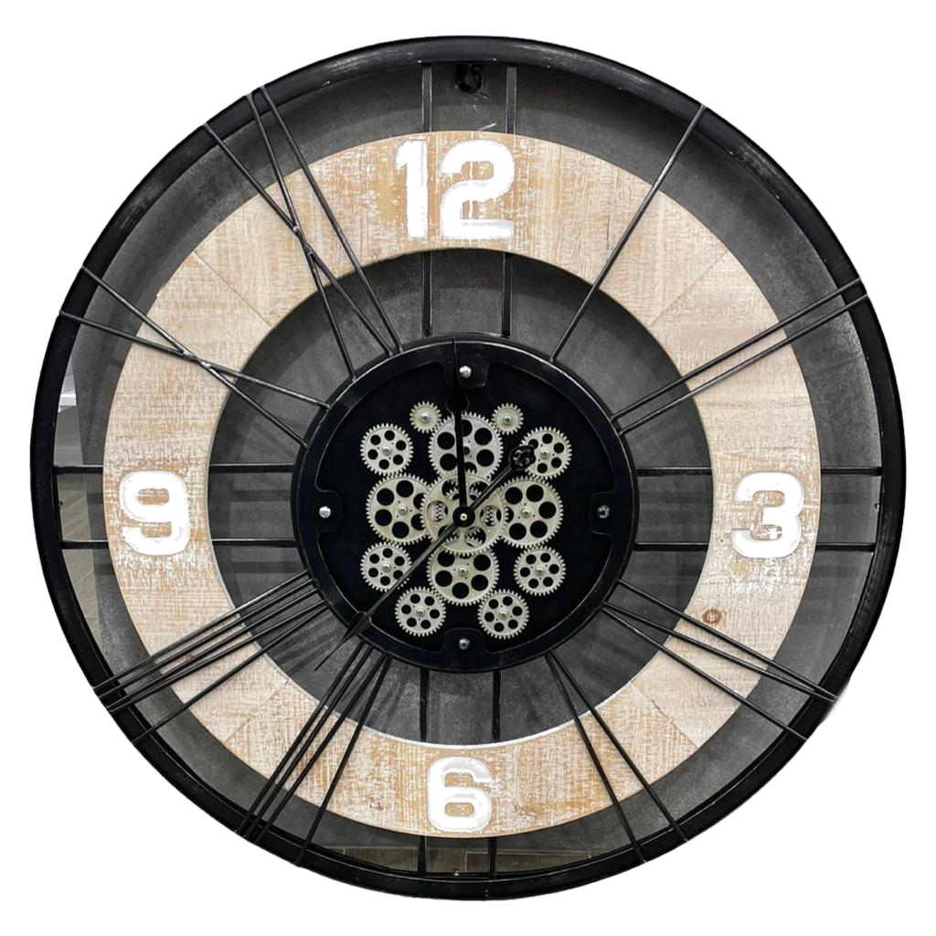 White Wash Metal Roman Wall Clock 92cm