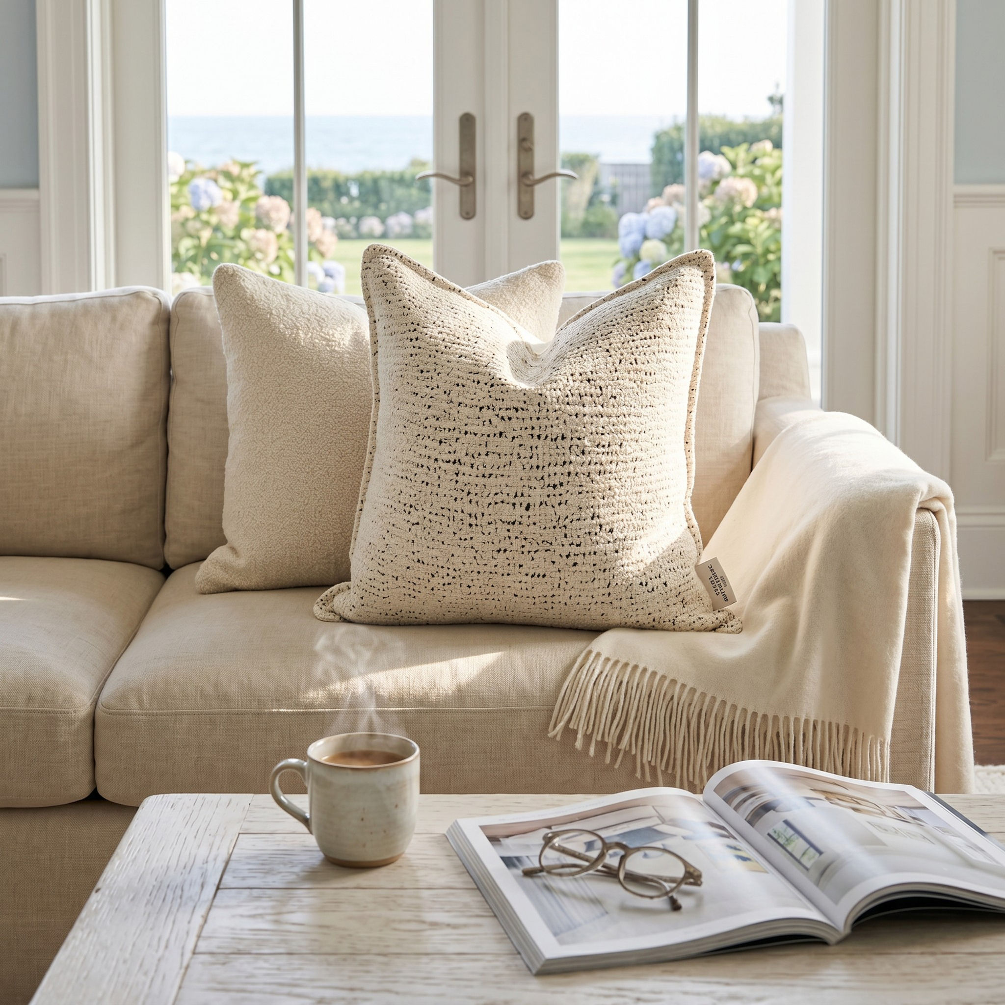Lisbon Beige & Black Cushion Cover 55 x 55cm