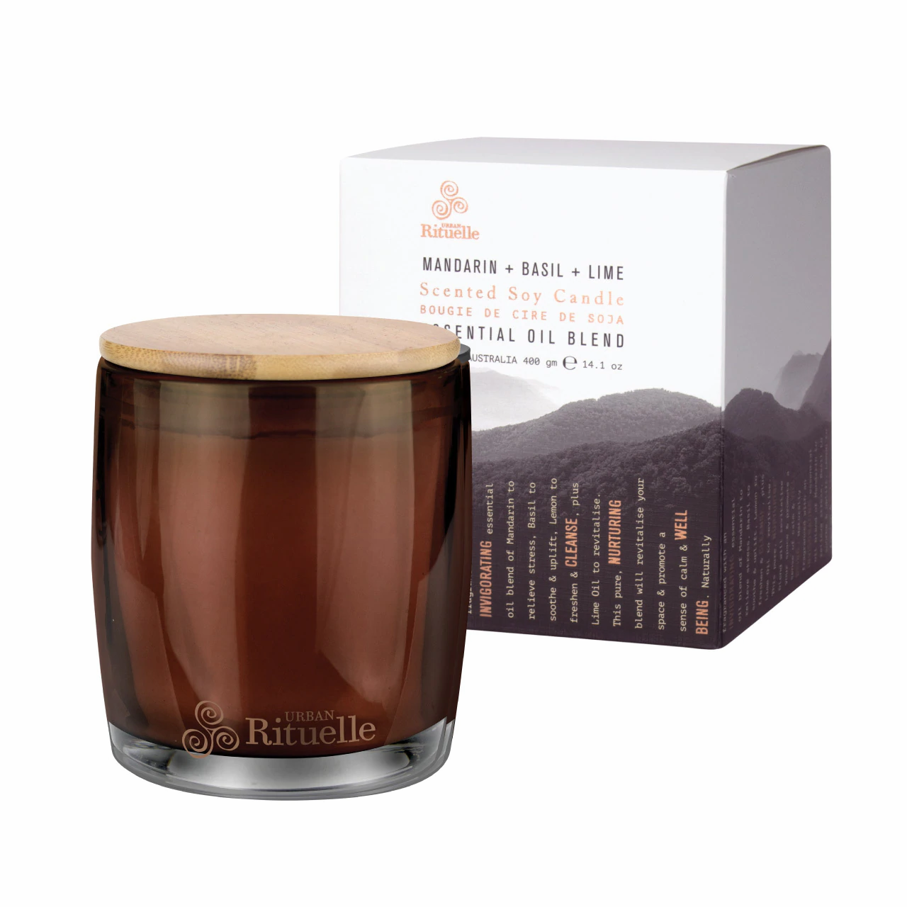 Equilibrium Mandarin, Basil & Lime Scented Soy Candle - 400g