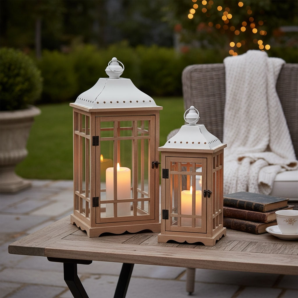 Hamilton Oak Wash Timber Lantern
