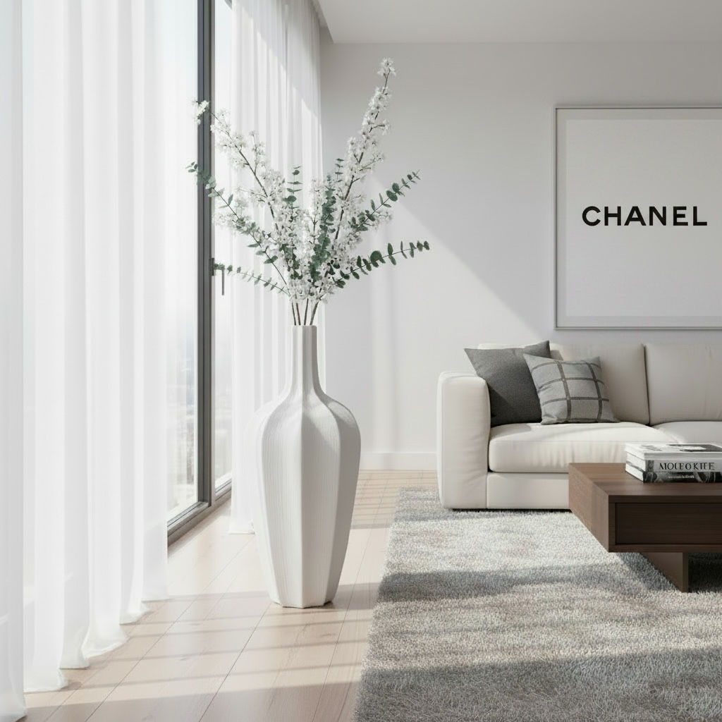 Medium Charlie White Floor Pot