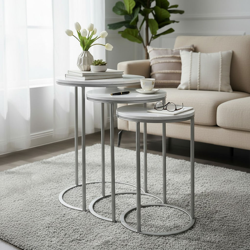 Thumbnail: Silver Marble Side Tables Set of 3