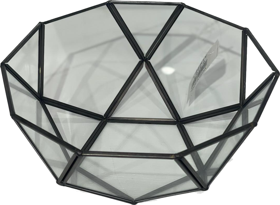 Black Rim Glass Decagon Bowl