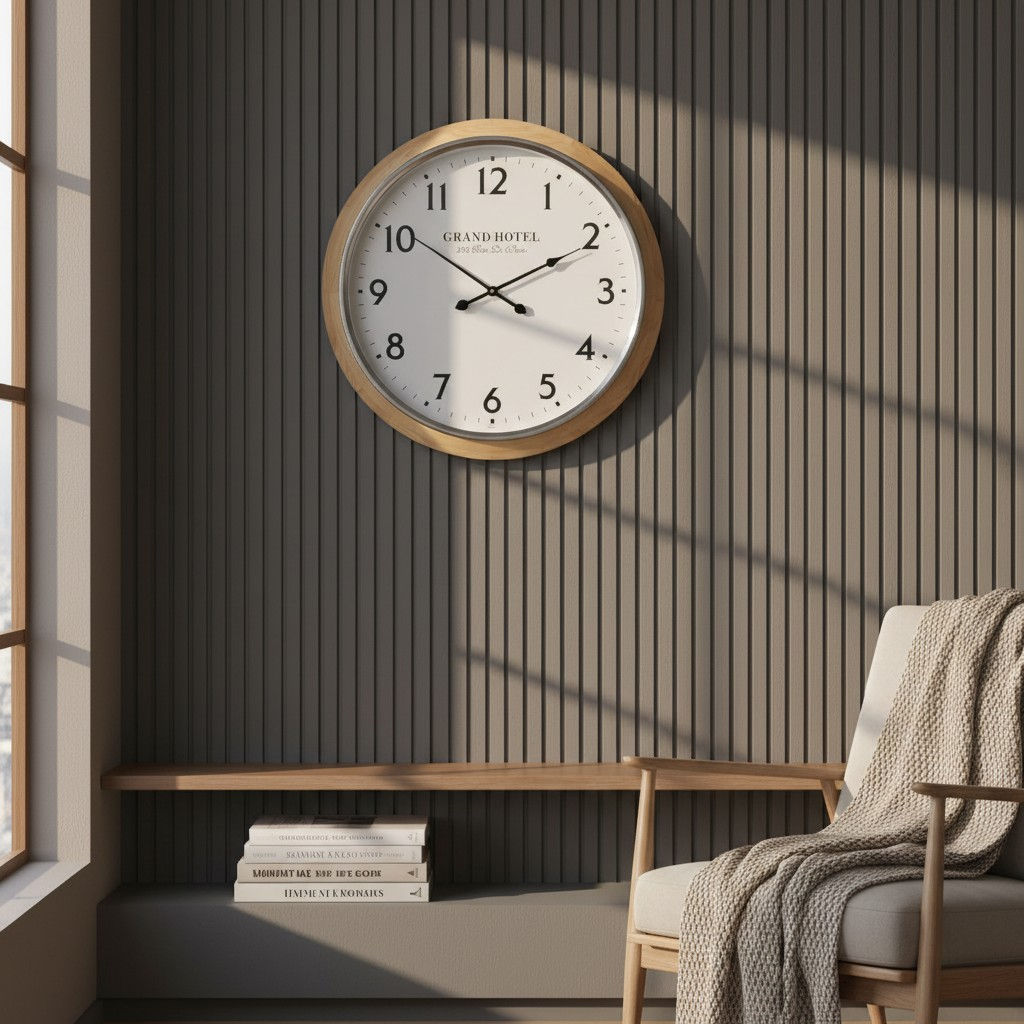 Grand Hotel Oak Timber Wall Clock 80cm