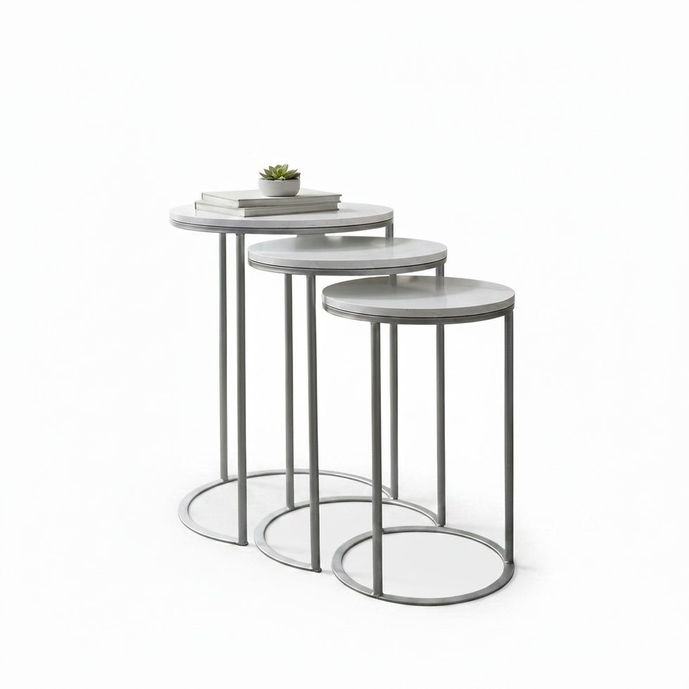 Thumbnail: Silver Marble Side Tables Set of 3