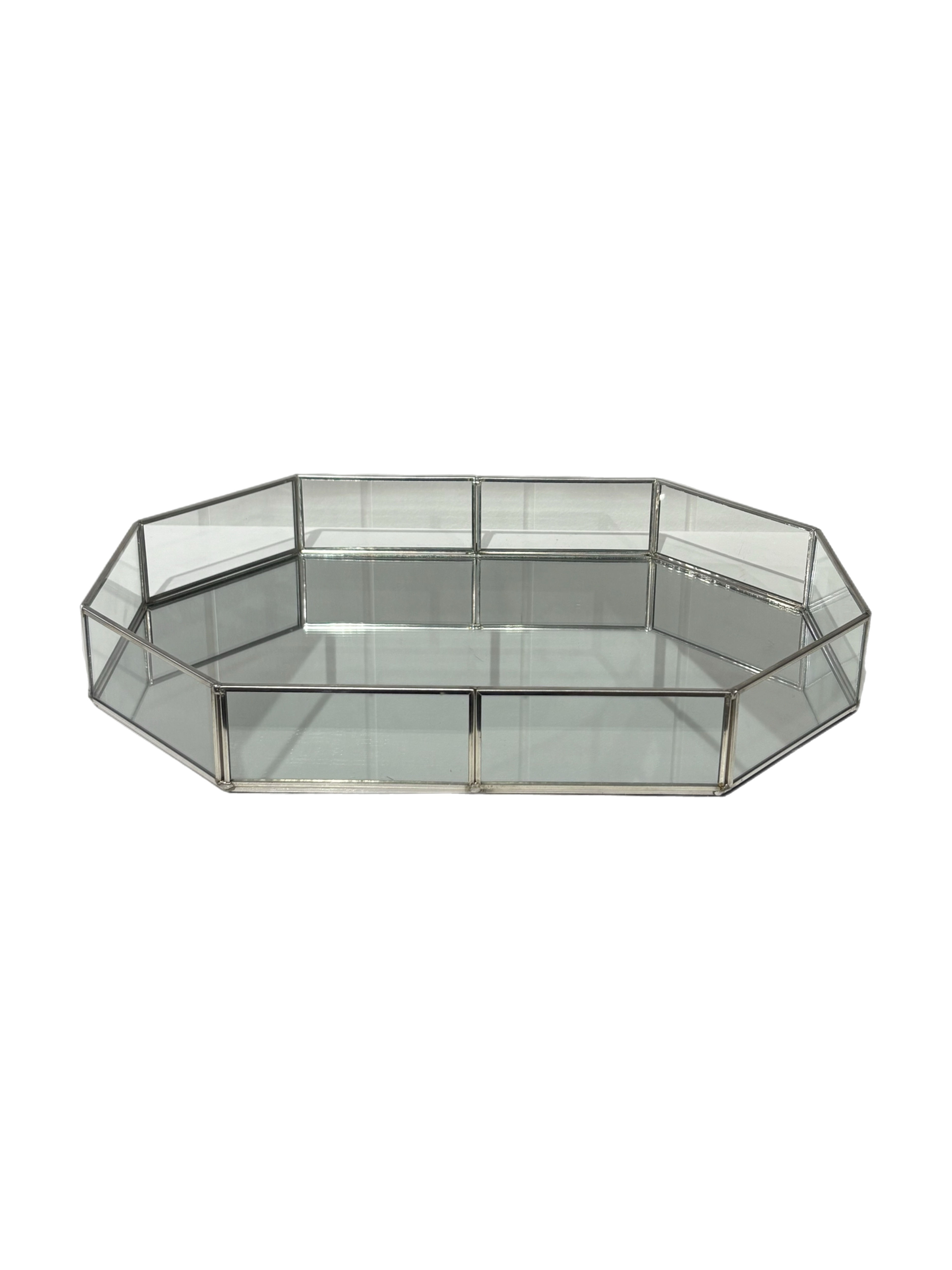 Silver Mirrored Octagonal Tray Small