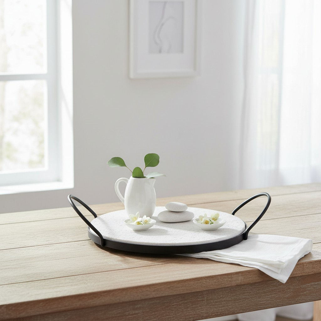 Powder Stone Round Tray Large
