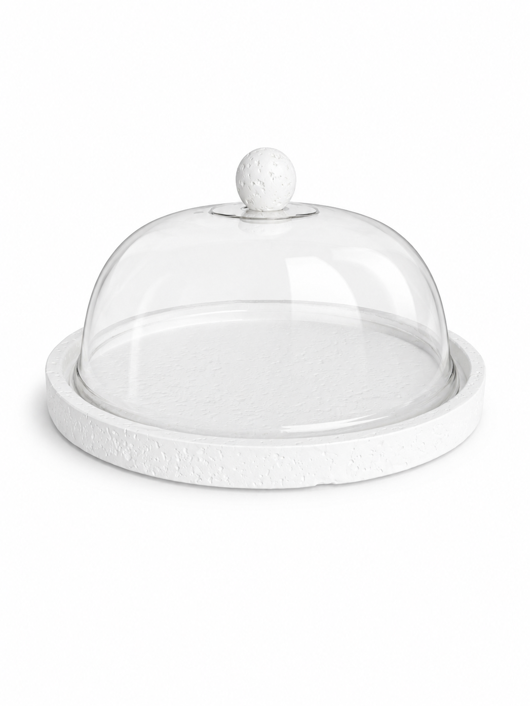 White Stone Dome with Acrylic Cloche