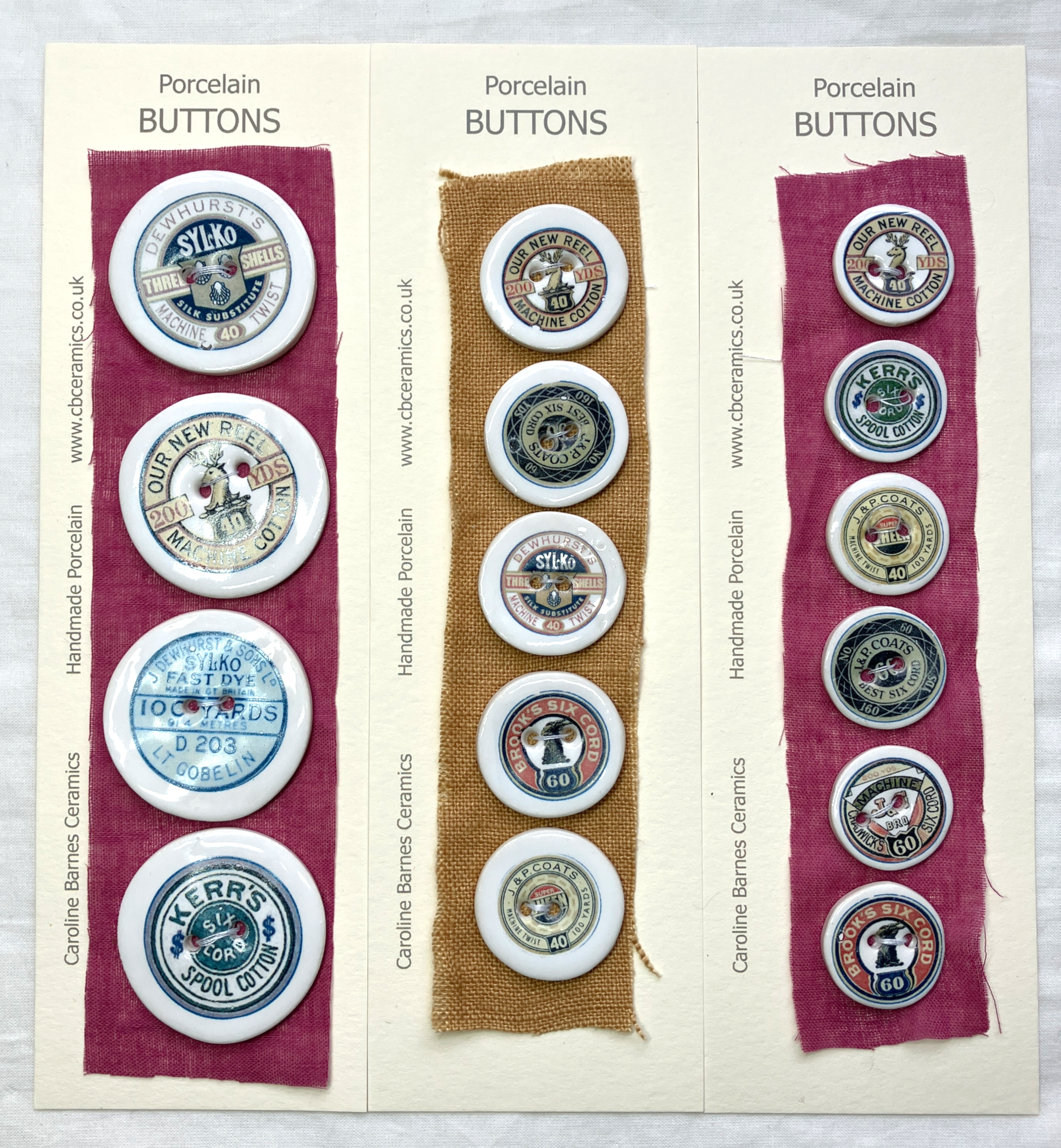 Handmade Porcelain Buttons - Vintage Threads