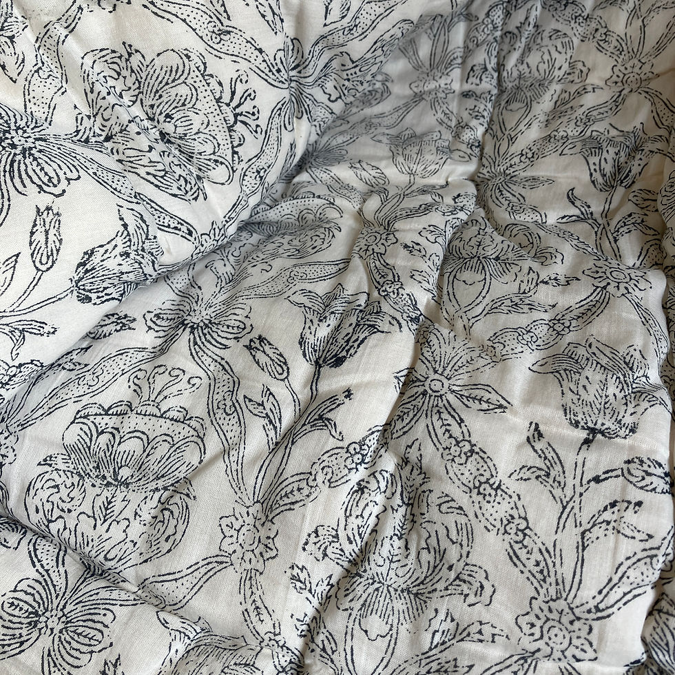Thumbnail: Premium Block Printed Indian Quilt - Rosetti