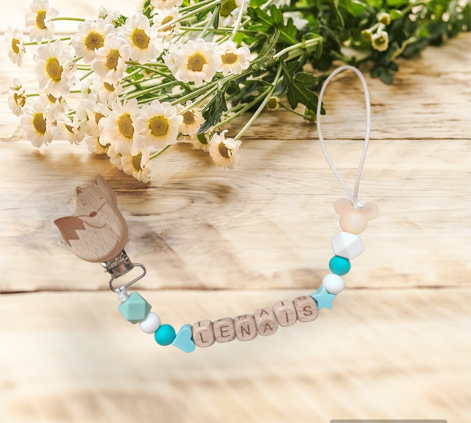 Attache Tétine Avec Prénom Couleur Mix