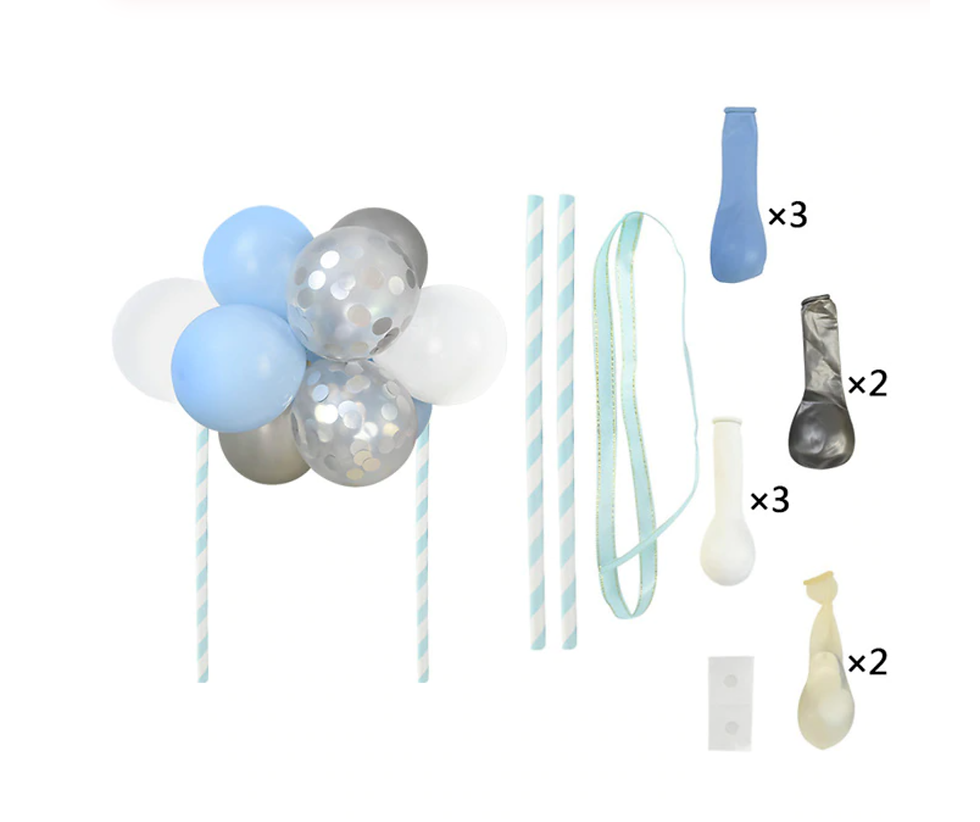 Globos para pastel azul con plateado