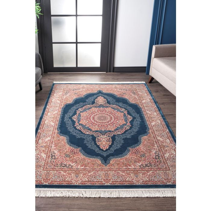 Copper Silver Blue Persian Oriental Rug