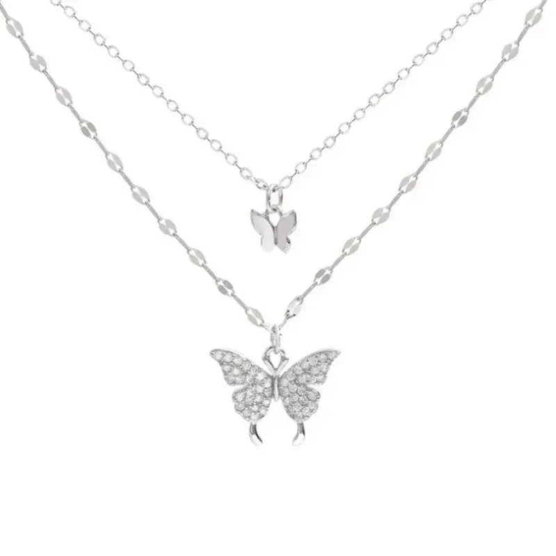 Miniature : Collier Double Rang Papillon Scintillant