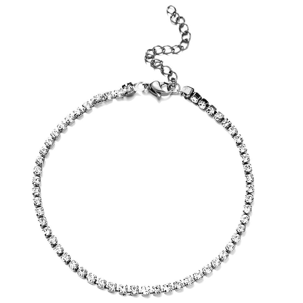 Miniature : Bracelet de Cheville Tennis MinaMaMa en Acier Inoxydable et Cristaux
