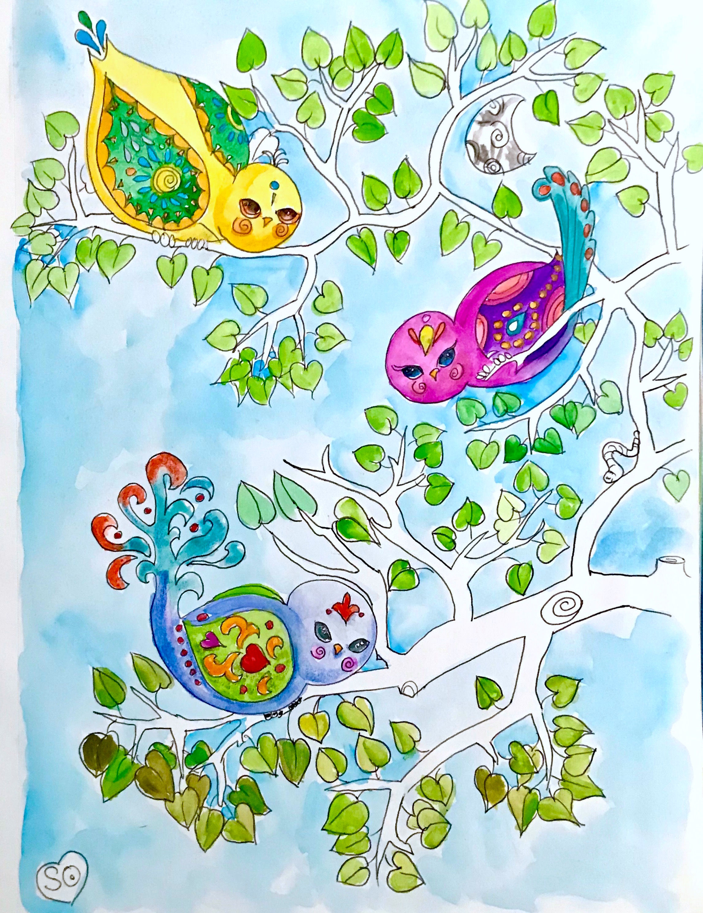 Birdys in a Tree Abstract Print