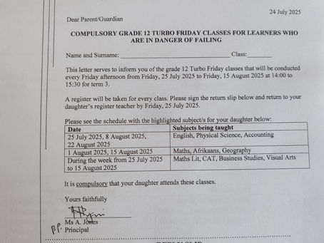 Grade 12 Turbo Friday