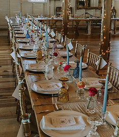 Colorful floral arrangement from the Cross wedding reception