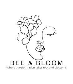Bee and Bloom Hair Studio logo, an illustrated floral face design