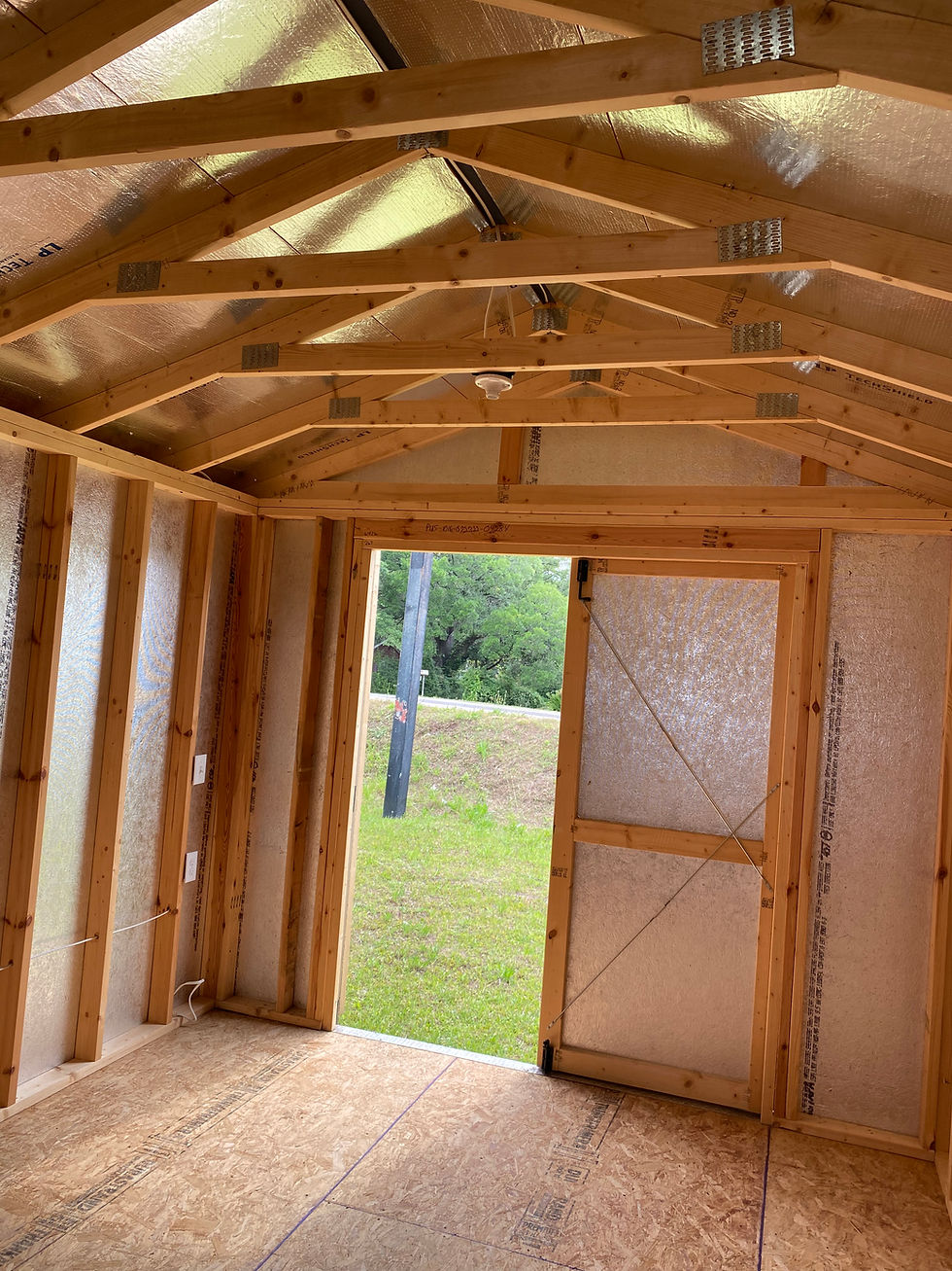 Thumbnail: 10x16 storage building with double wood doors, radiant barrier and electrical in Moncks Corner.