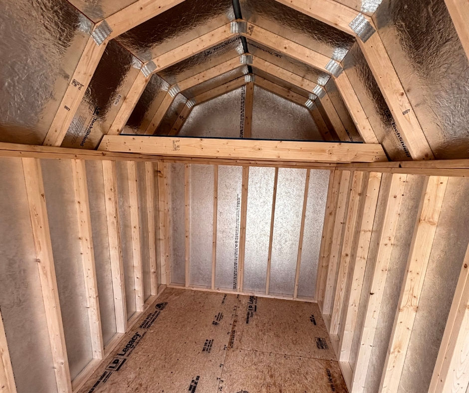 Thumbnail: Grey and White 8x12 Lofted Storage Shed Inside View 1