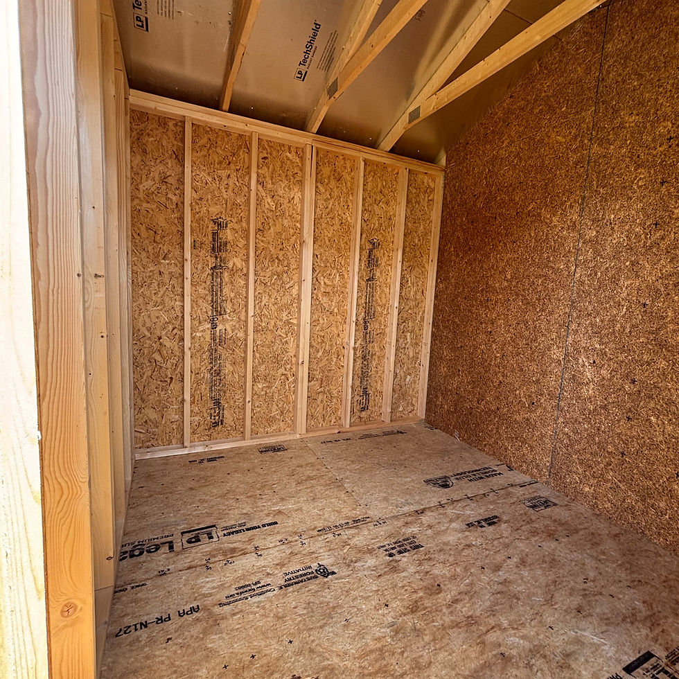 Thumbnail: 8x20 Side utility storage shed left side interior with radiant barrier..