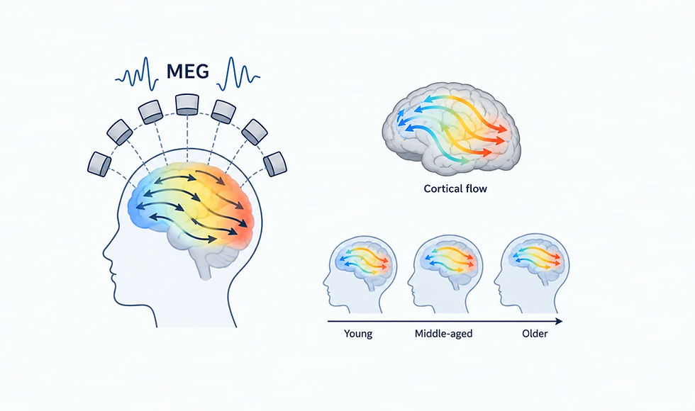 Hierarchical Cortical Flows in the Human Brain: From Rhythmic Propagation to Ageing