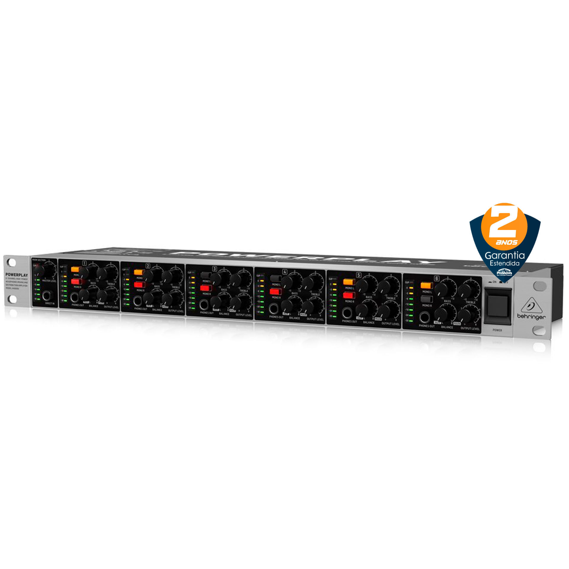 Amplificador de Fones de Ouvido PowerPlay Behringer HA6000 c/ 6 canais