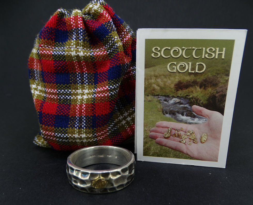 Miniatura: Large Gold Nugget Sterling Silver Hammered Wedding Ring