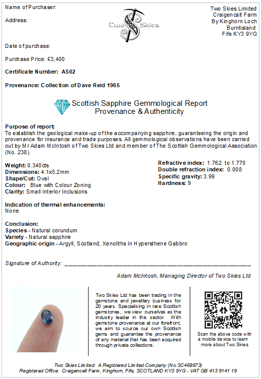 Thumbnail: Oval Blue Rare Scottish Sapphire Gemstone