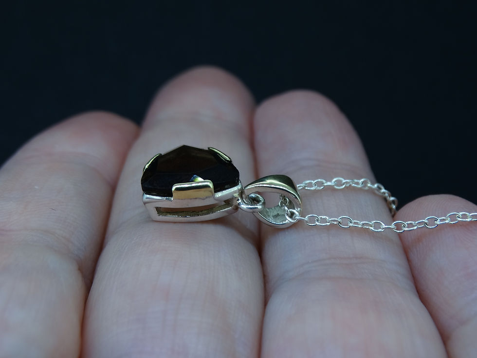 Thumbnail: 3ct Cairngorm Quartz with Scottish Gold and Sterling Silver Pendant