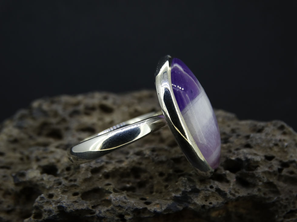 Thumbnail: Chevron Amethyst Sterling Silver Ring