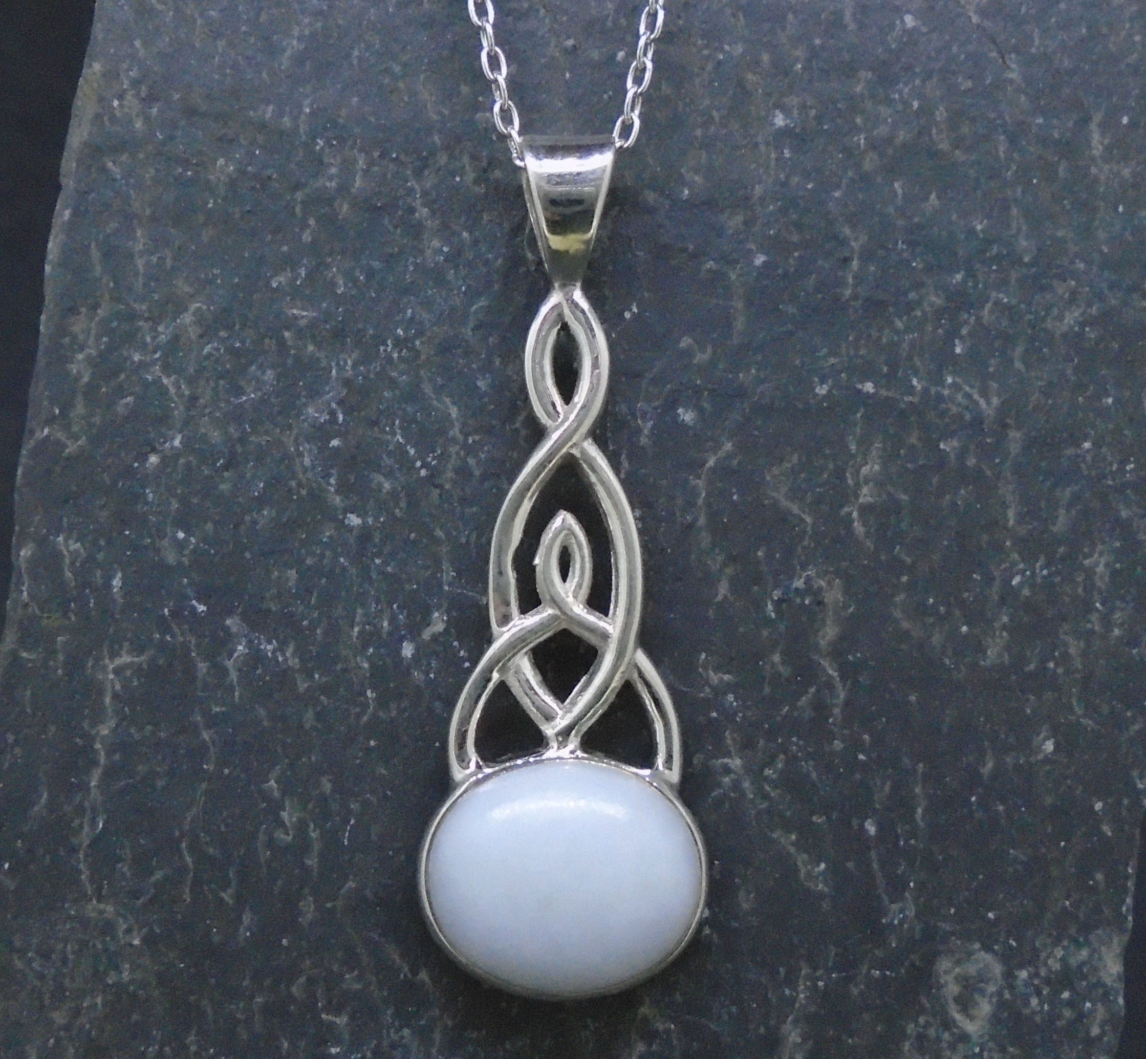 Pure White Skye Marble Sterling Silver Pendant