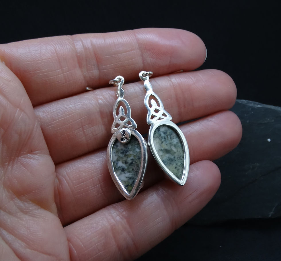 Thumbnail: Preseli Bluestone Sterling Silver Celtic Earrings
