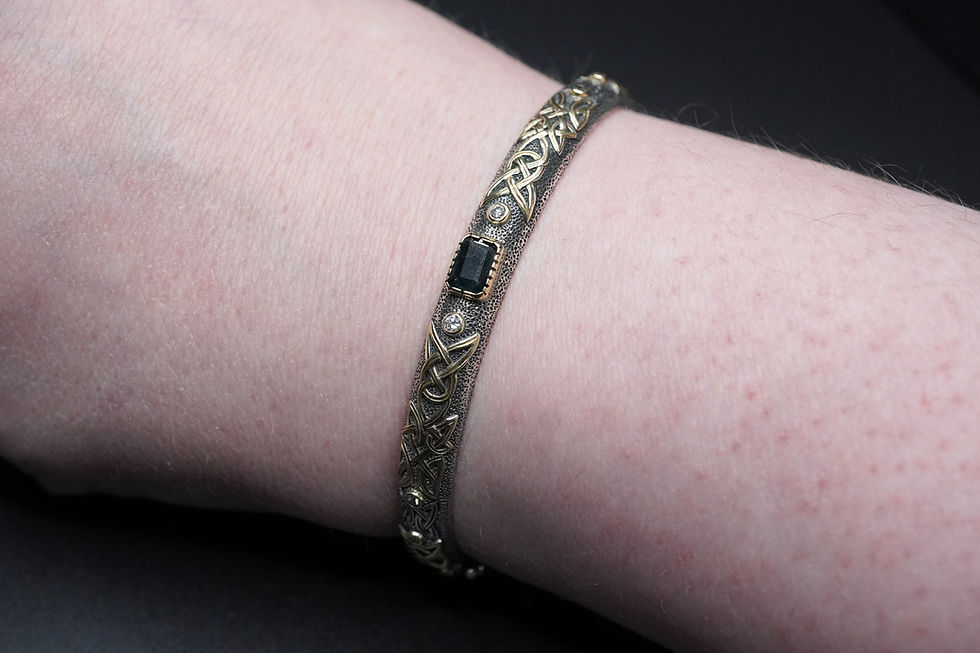 Thumbnail: Scottish Sapphire & Diamonds with Scottish Gold, Sterling Silver Bracelet